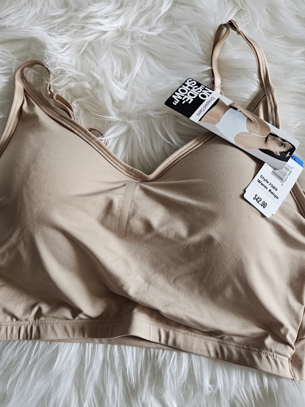 No-Show Wireless Bra in Warm Beige Sz XL